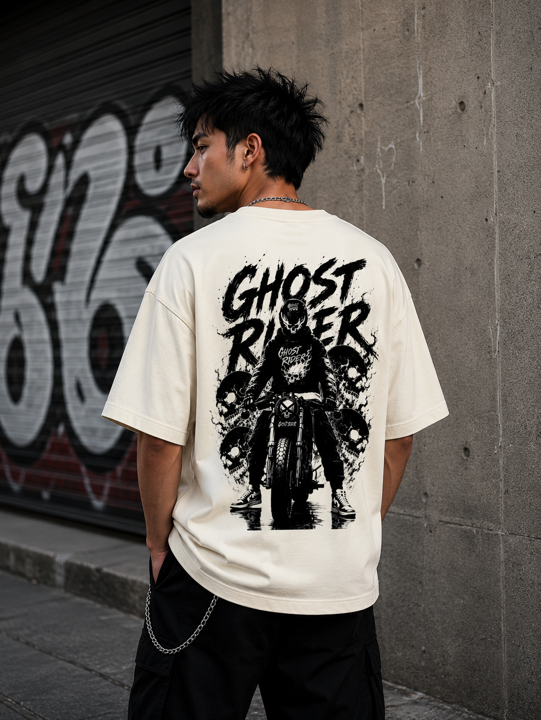 Ghost Rider - Back and Front Terry Oversized Tee