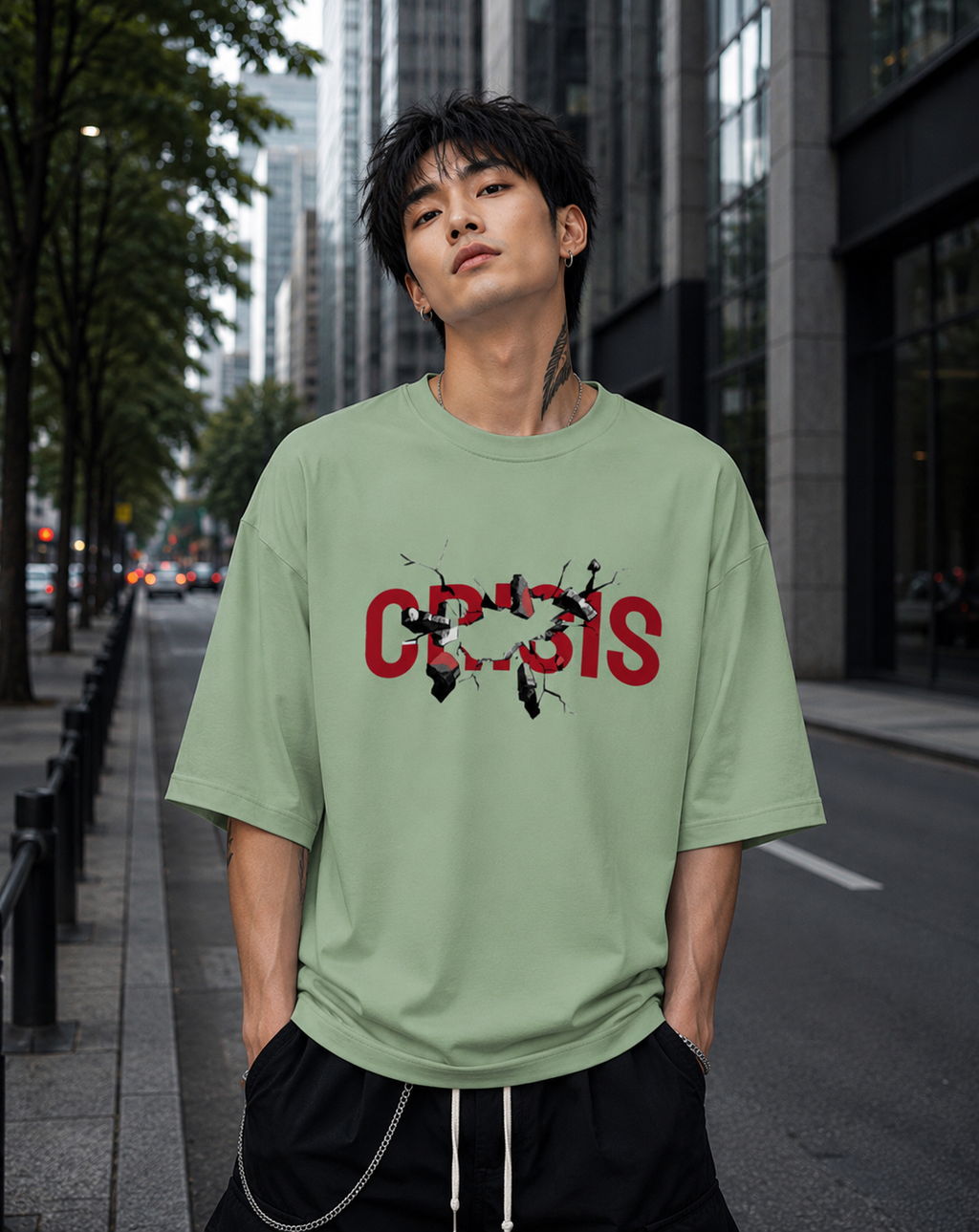 CRISIS - Back and Front Terry Oversized Tee
