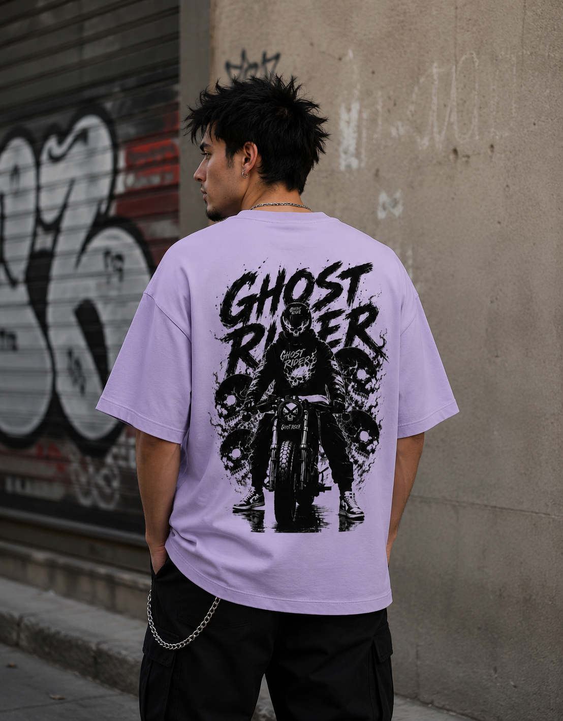 Ghost Rider - Back and Front Terry Oversized Tee