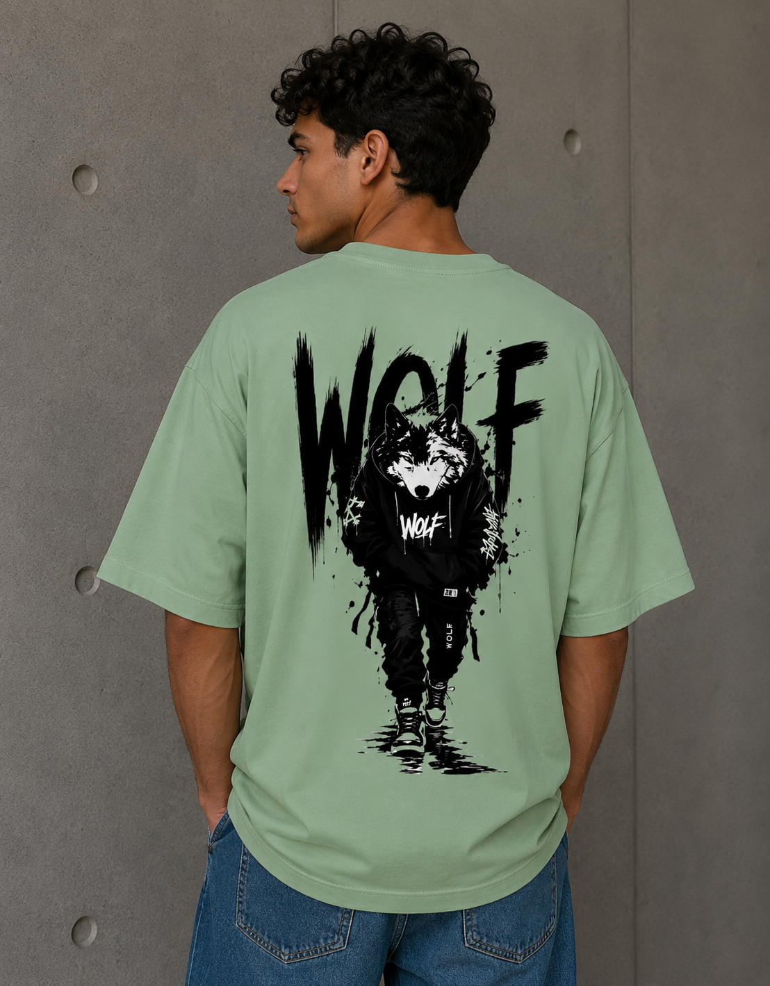 WOLF - Back and Front Terry Oversized Tee