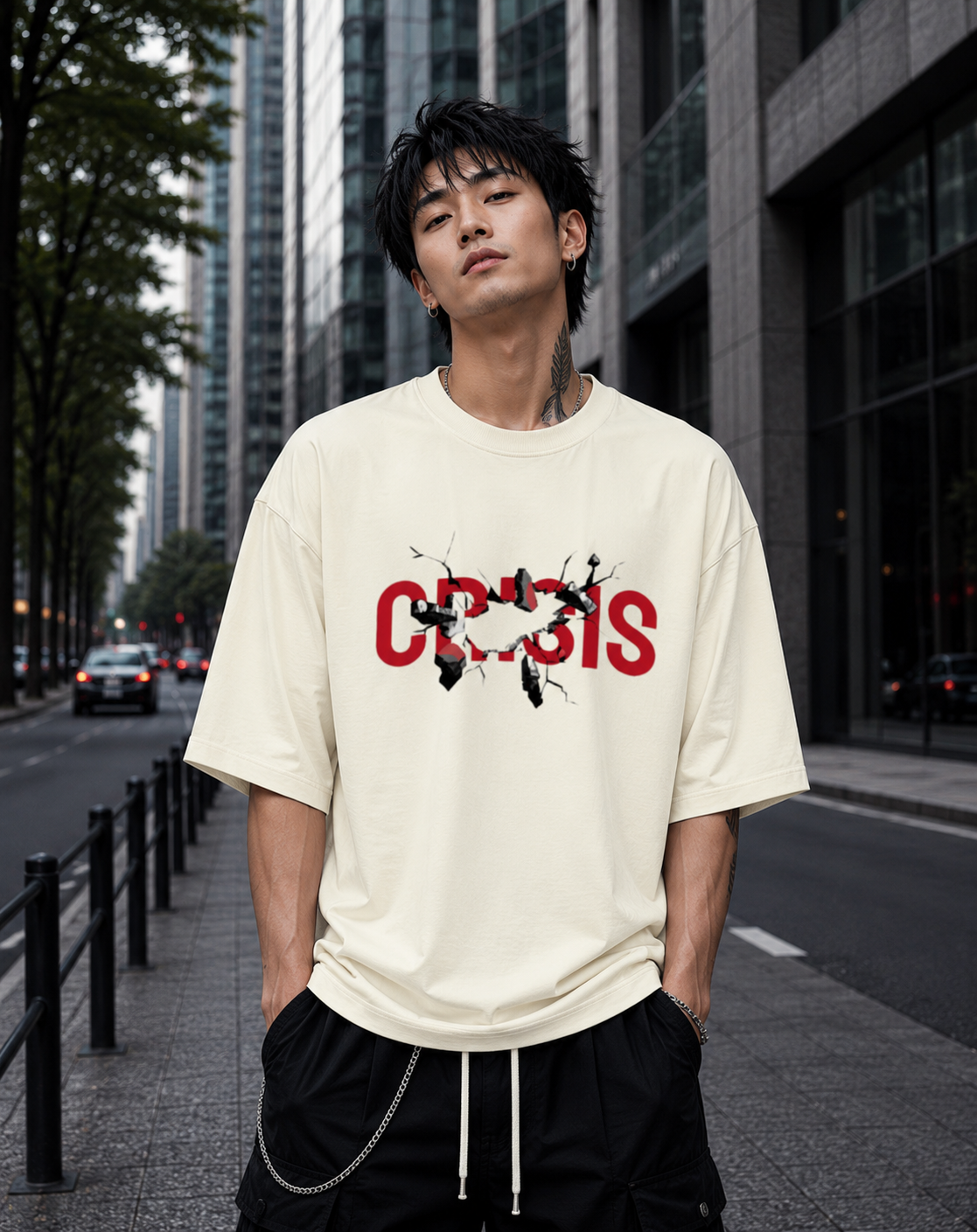 CRISIS - Back and Front Terry Oversized Tee