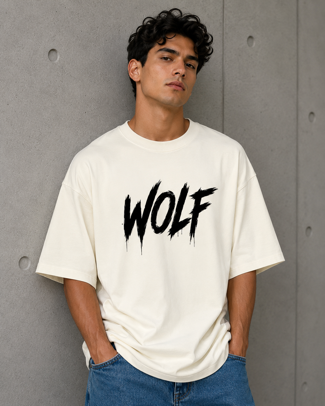 WOLF - Back and Front Terry Oversized Tee