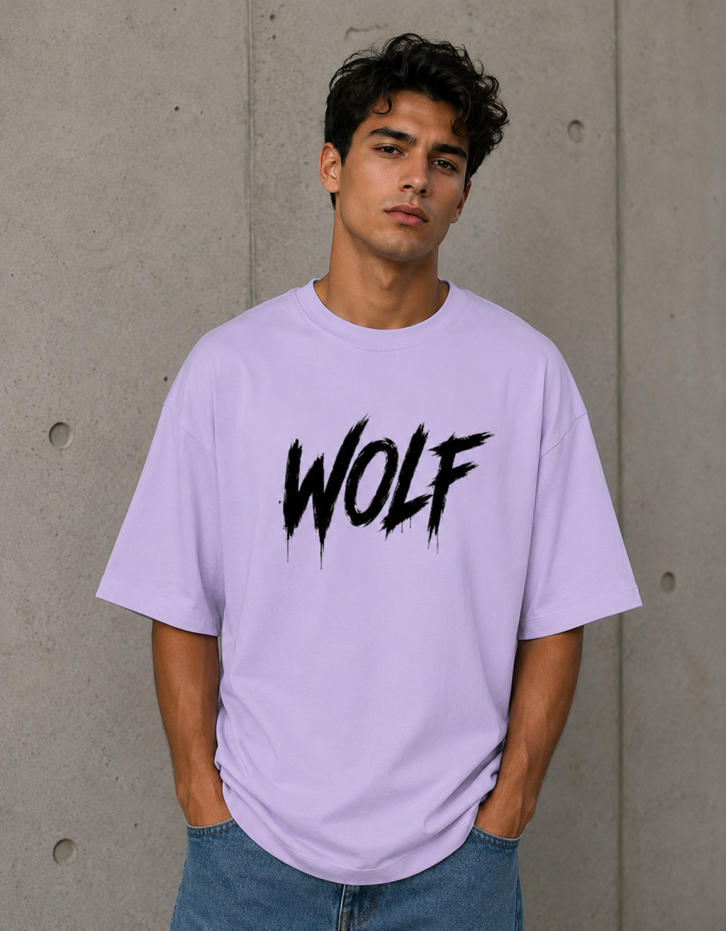 WOLF - Back and Front Terry Oversized Tee