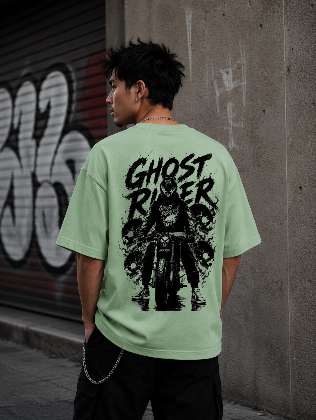 Ghost Rider - Back and Front Terry Oversized Tee