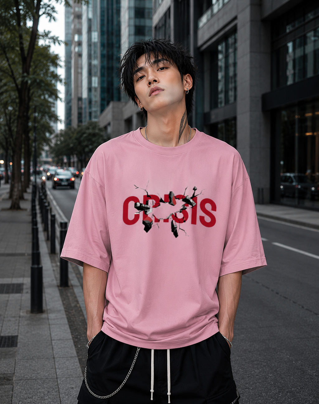 CRISIS - Back and Front Terry Oversized Tee