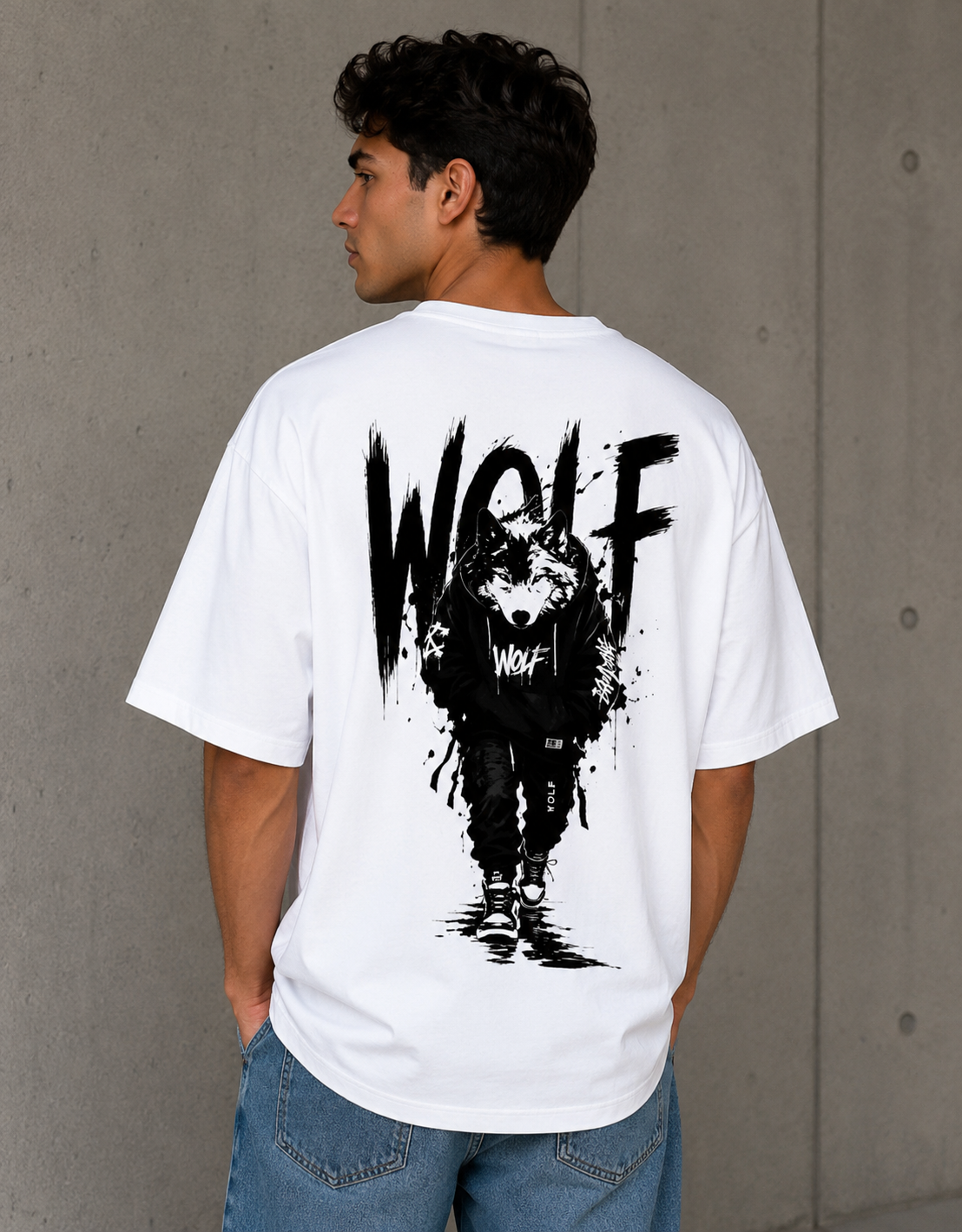 WOLF - Back and Front Terry Oversized Tee