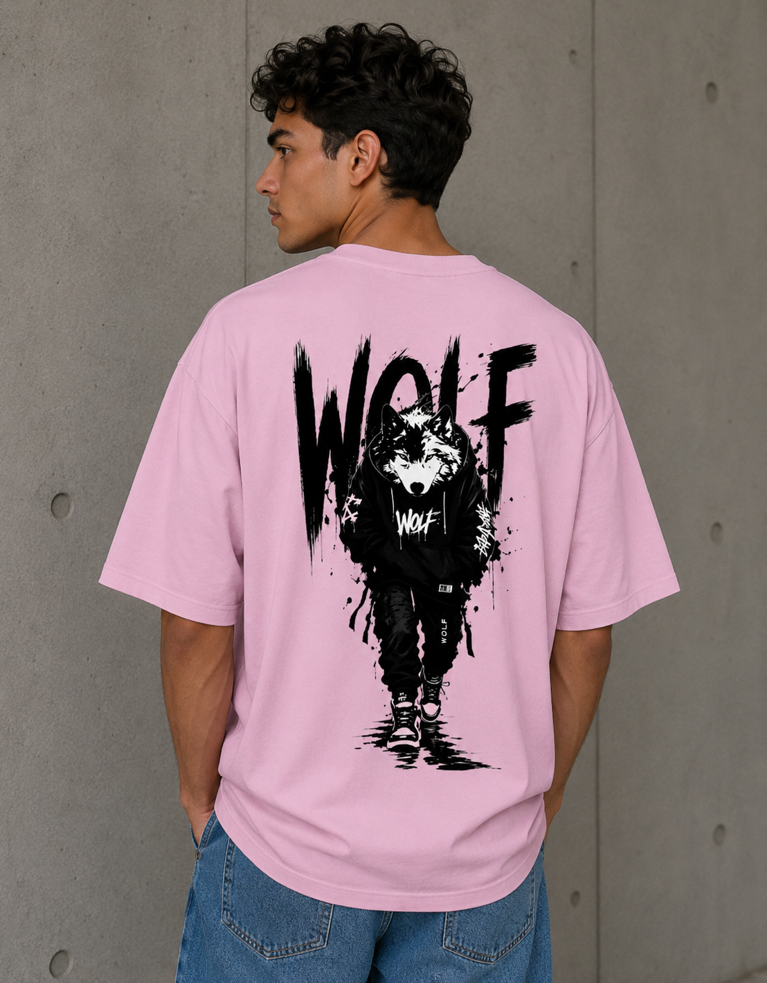 WOLF - Back and Front Terry Oversized Tee