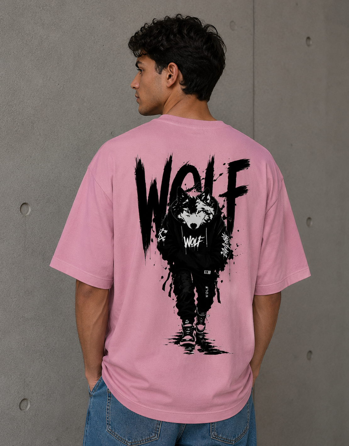 WOLF - Back and Front Terry Oversized Tee