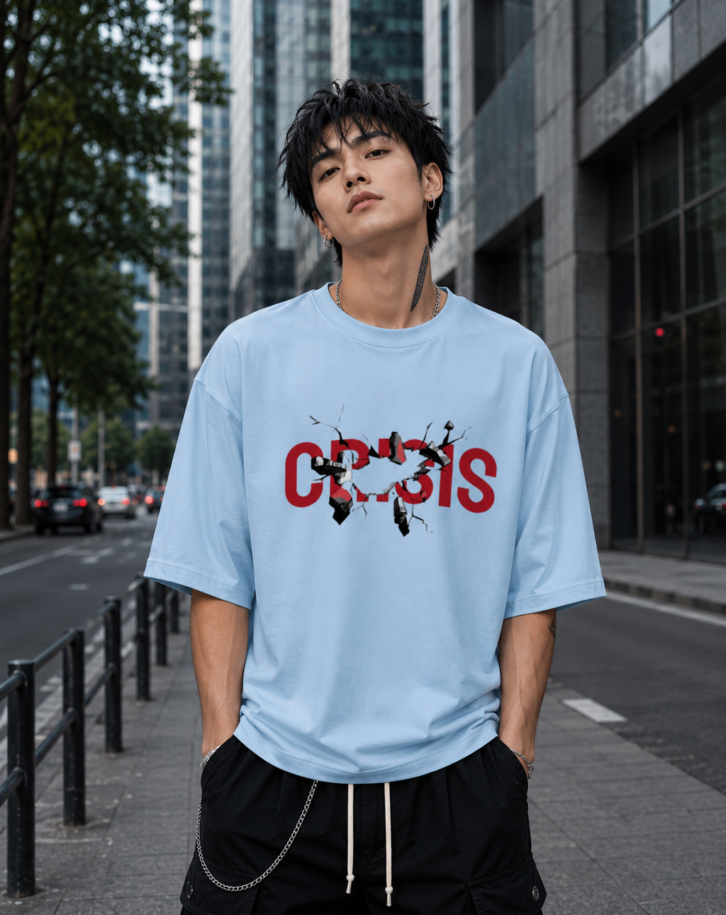 CRISIS - Back and Front Terry Oversized Tee