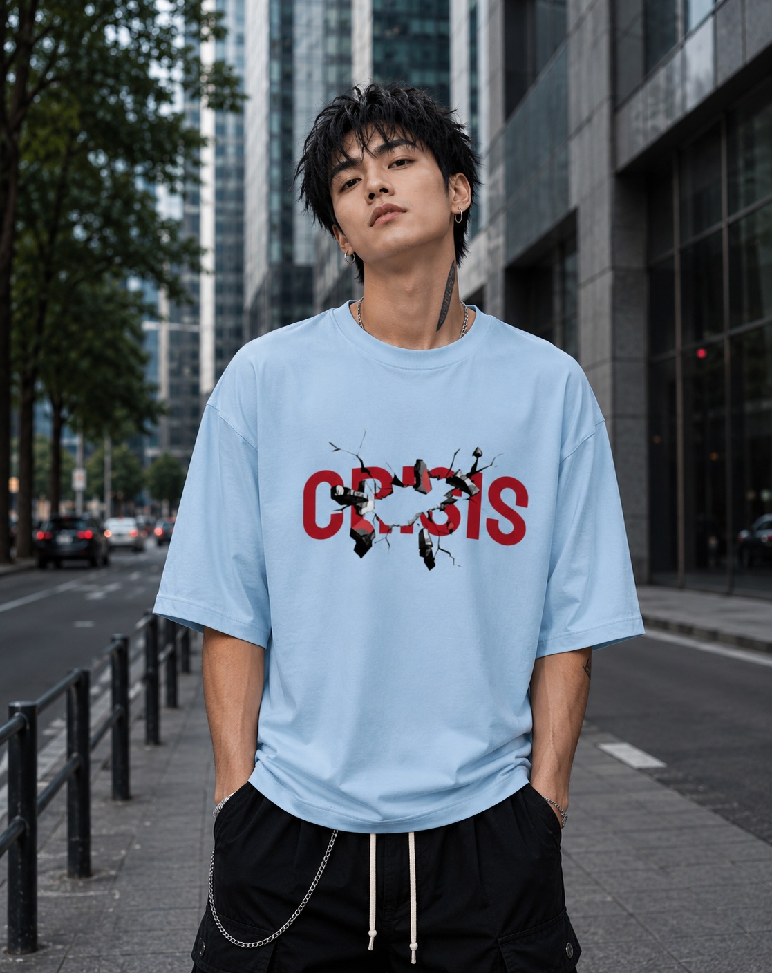 CRISIS - Back and Front Terry Oversized Tee