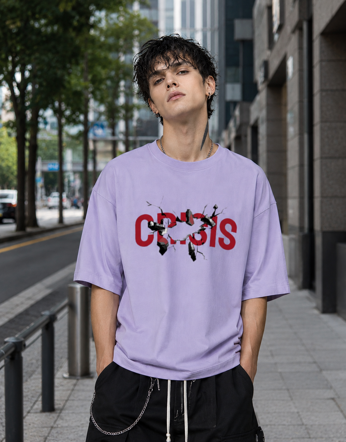 CRISIS - Back and Front Terry Oversized Tee
