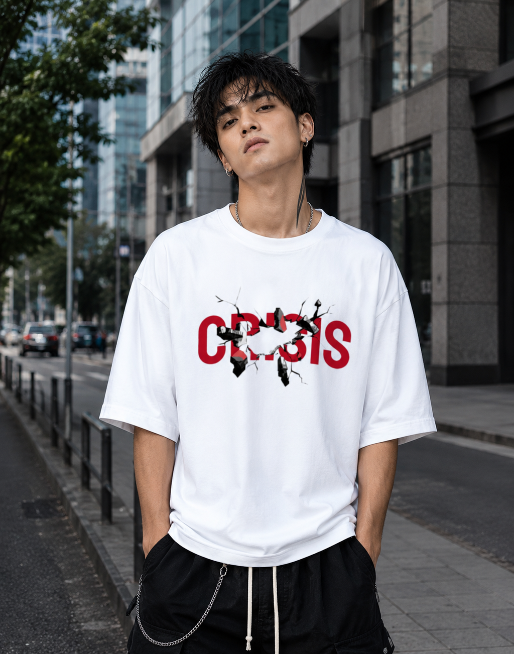 CRISIS - Back and Front Terry Oversized Tee