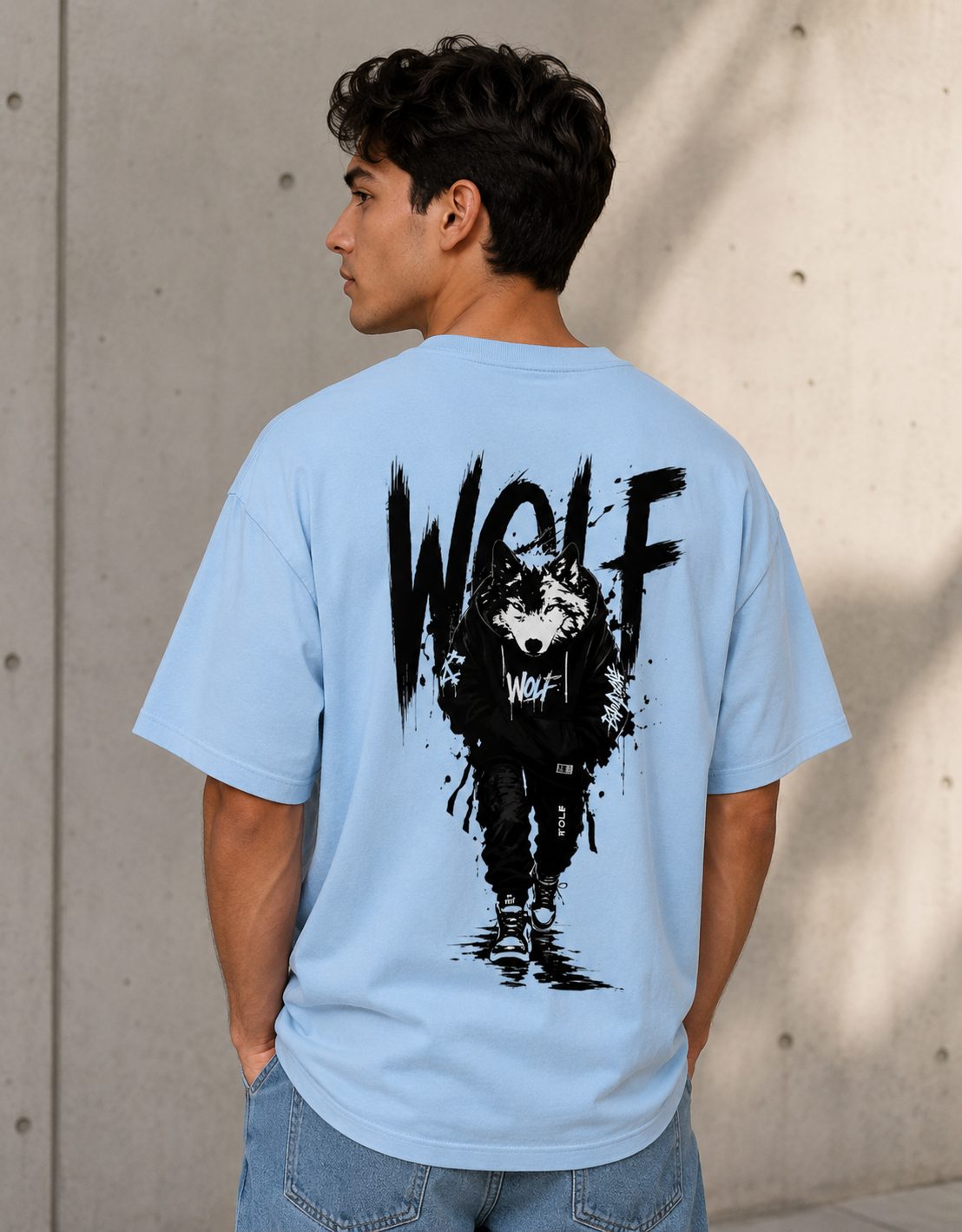 WOLF - Back and Front Terry Oversized Tee