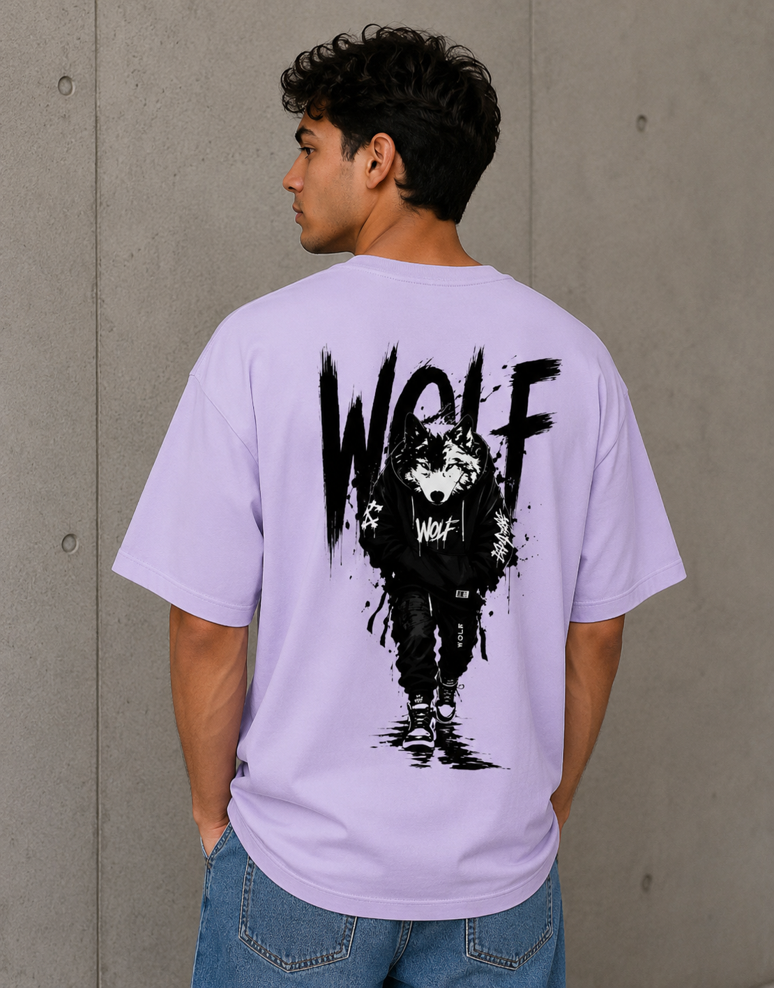 WOLF - Back and Front Terry Oversized Tee